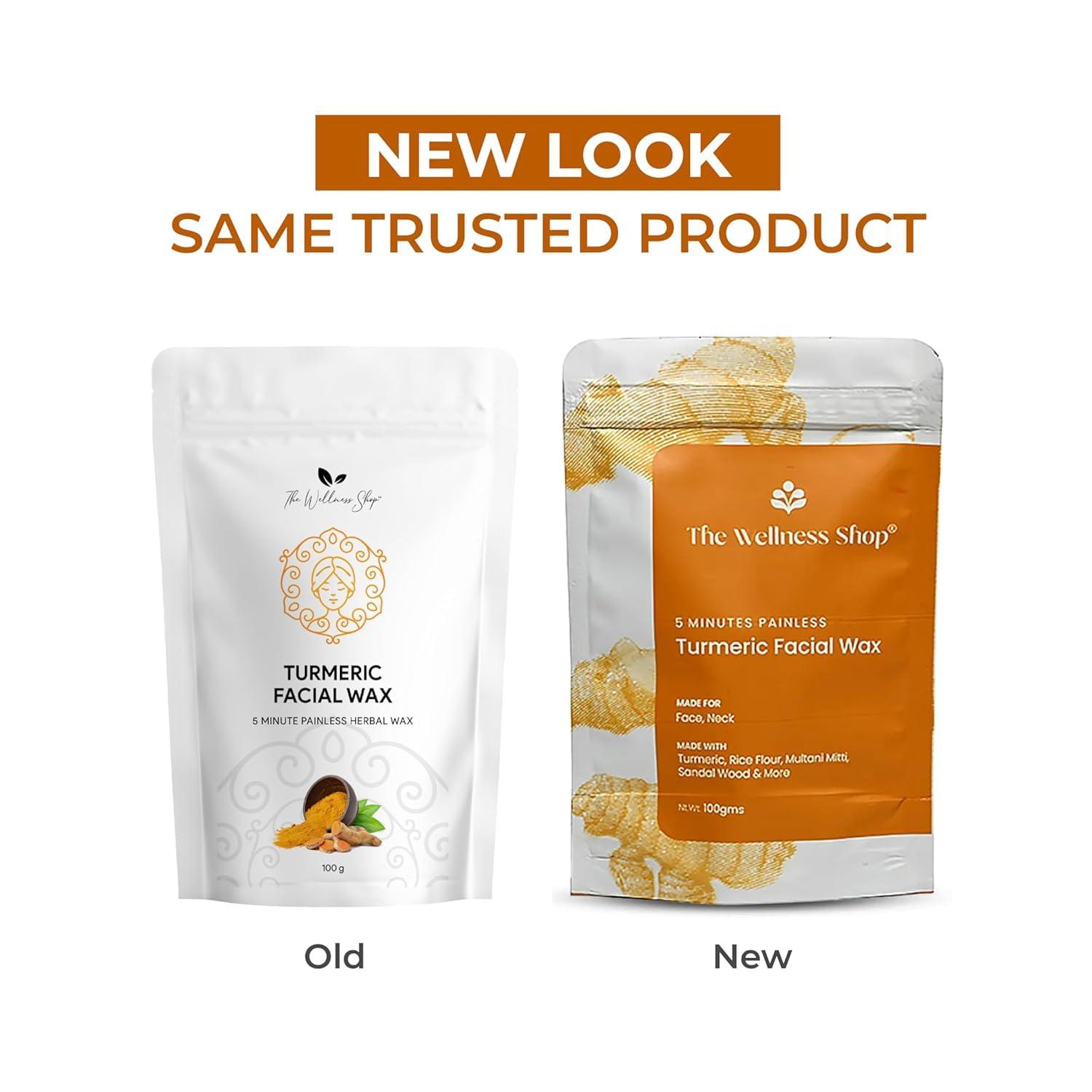 EUREKA ONLINE SHOP Generic Turmeric Facial Wax Powder For Leg| 5 Minute Painless Face Hair Removal Waxing Powder | Easy To Use At Home (100G) (Turmeric)