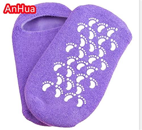 AnHua AnHua 1 Pair Feet Spa Moisturizing Gel Socks Exfoliating Dry Cracked Soft Skin Sock Pedicure Foot Care Tool Beauty Foot Care (Purple)