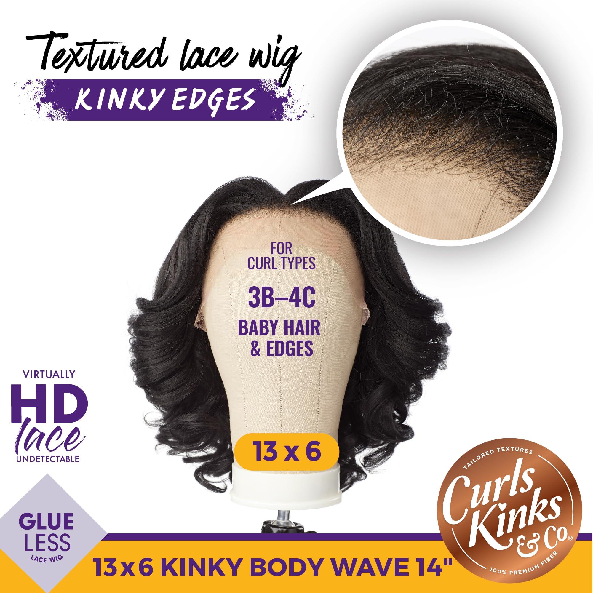 Sensationnel Sensationnel Curls kinksandco kinkyedges wig - kinky body wave 14 inch 13x6 lace frontal natural kinkytexture edged hairline for natural 3c to 4c hair textures (HL34/51)