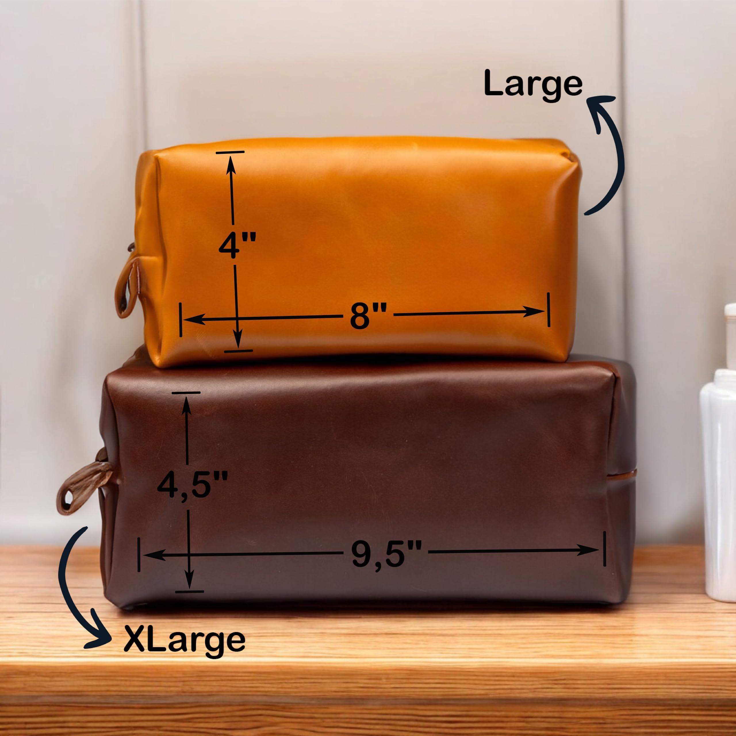 Generic Personalized Leather Toiletry Bag for Men | Dopp Kit Gift with Monogram Option | Custom Engraved Leather Travel Accessory for Groomsmen Father Dad (Black, Large (8\" * 4\" * 4\"))