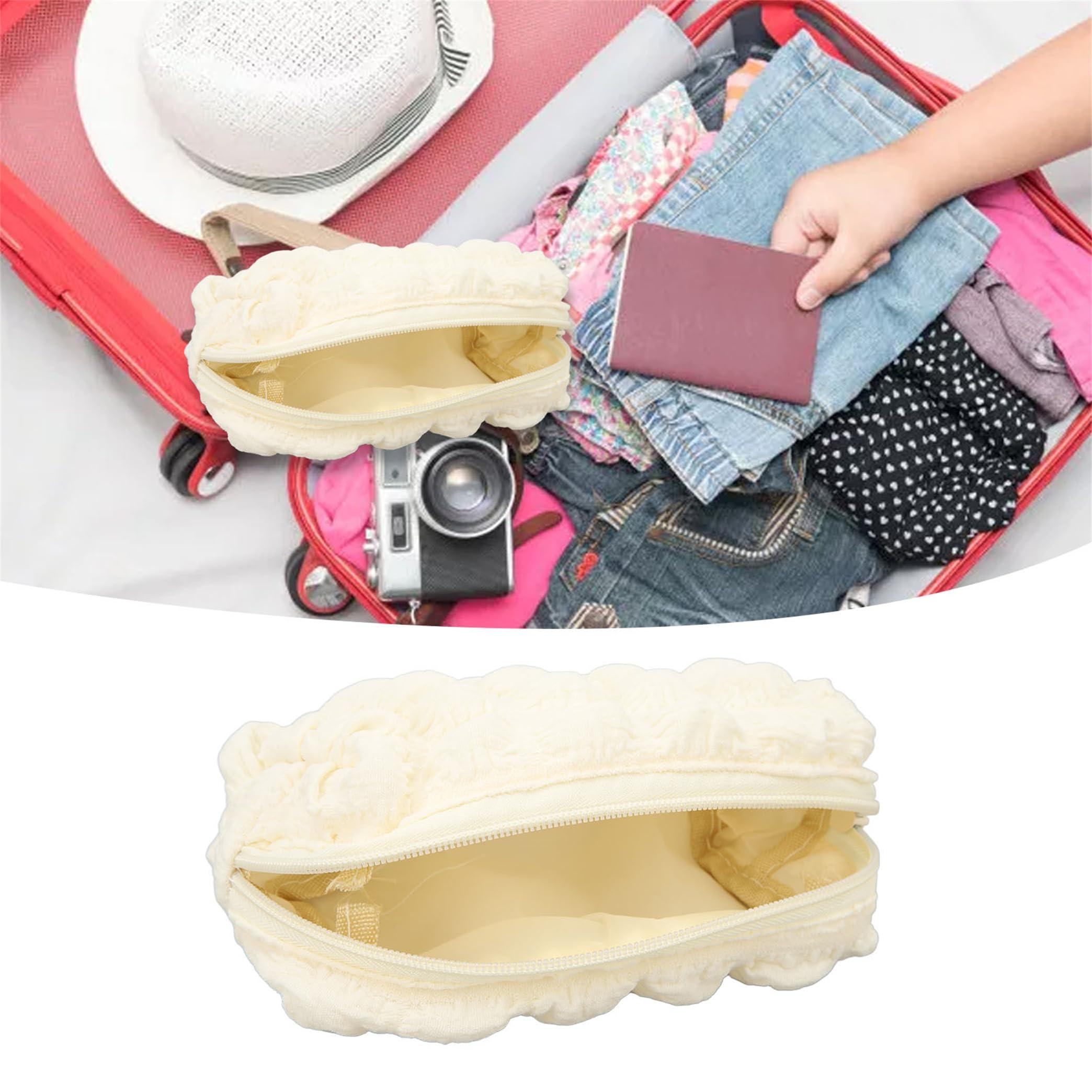 Generic Generic Cute Makeup Bag,Skin Care Bag,Plush Makeup Bag,Zipper Closure Make Up Bag,Cute Makeup Bag Accessories Aesthetic Make Up Bag Purse Cosmetic Bag for Purse (White), White, Fashionable and simple