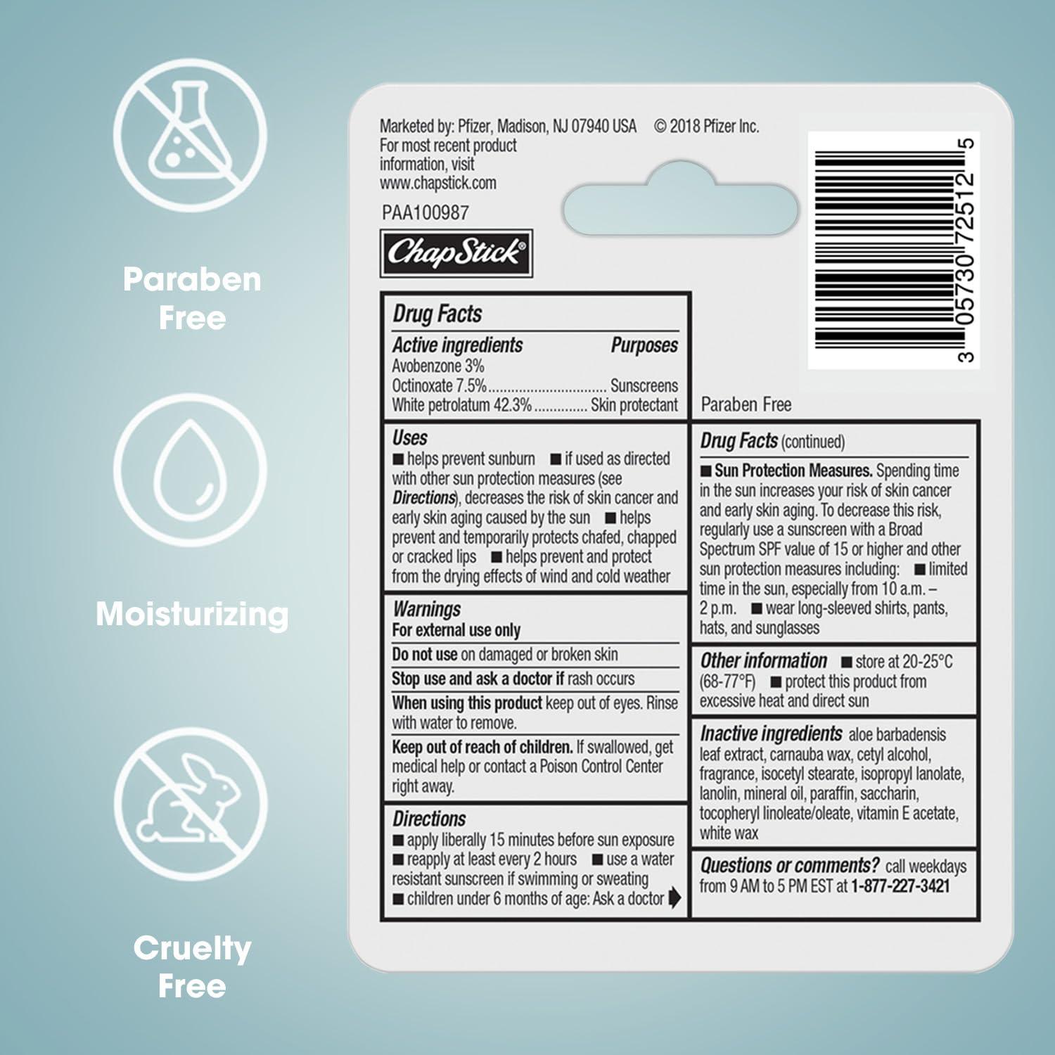 ChapStick ChapStick Moisturizer 2-in-1 Lipcare SPF 15, Original Sunscreen Lip Balm with Aloe Vera and Vitamin E, 0.15 Oz Ea