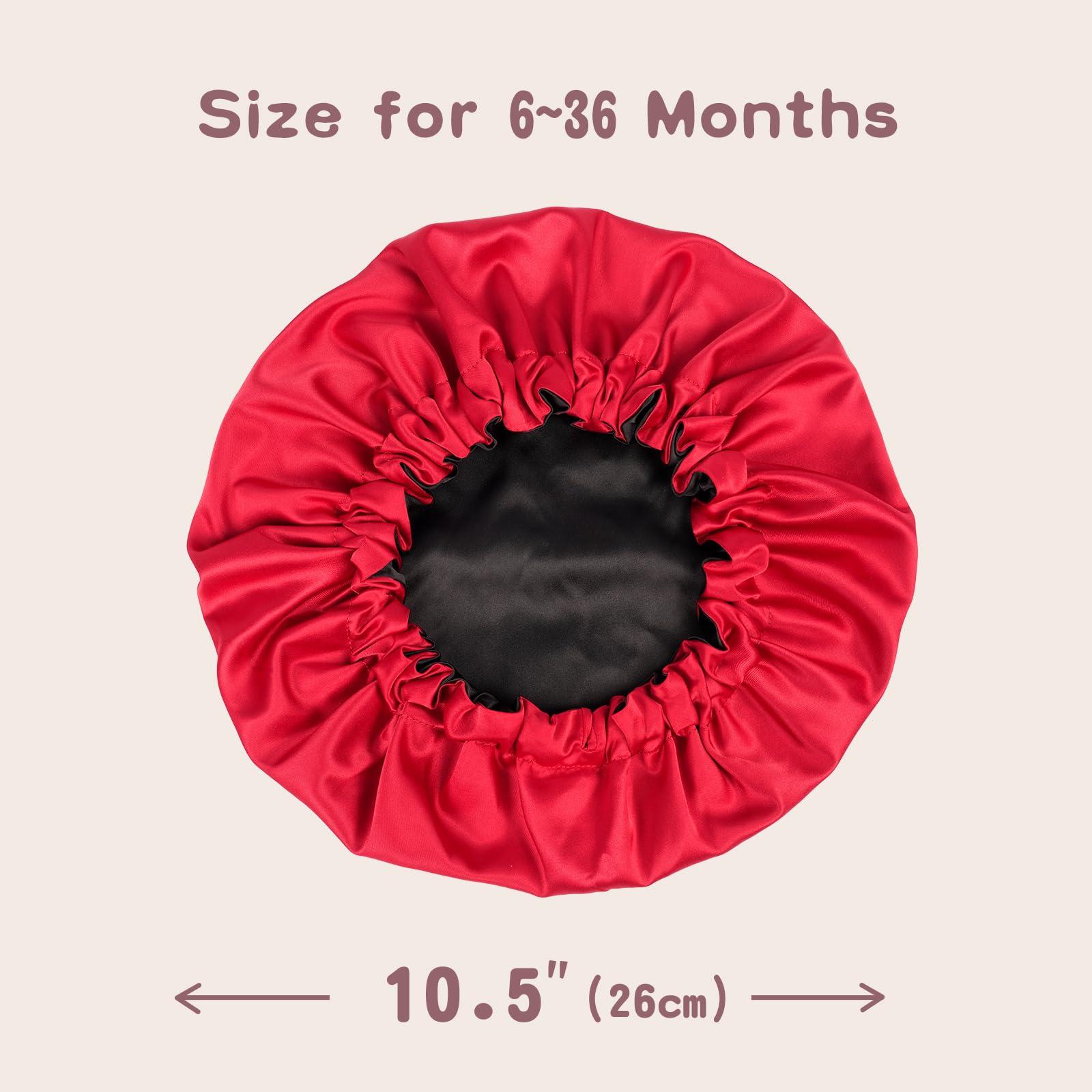 Fittia Baby Bonnet for 6-36 Months Sleeping: Reversible Smooth Satin for No Mess Toddler\'s Curly Hair, Adjustable Band No Slip