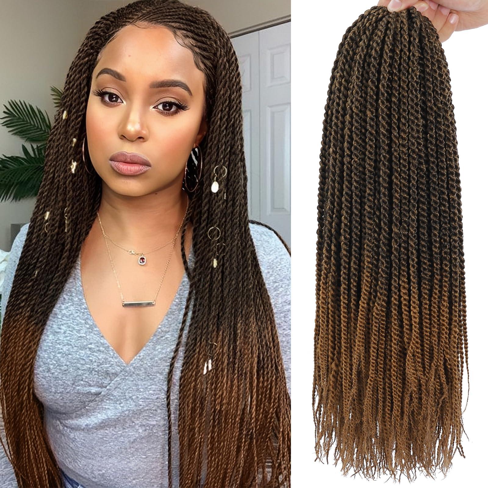 DDvation Crochet Braids Senegalese Twist Crochet Hair 7 Packs Pre Looped Micro Senegalese Twist Braiding Hair Ombre Crochet Braids for Women (24inch, T30)