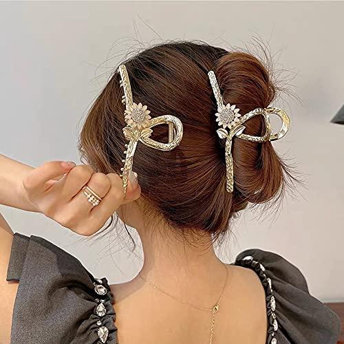 BELSITA Sunflower Hair Clips Metal Hair Claw Clip 1PCS Big Nonslip Gold Hair Clamps Flower Hair Accessories Summer Fall Fashion Hair Catch Clip for Thinner Thick Long Curly Hair Clamps Hair Styling Supplies