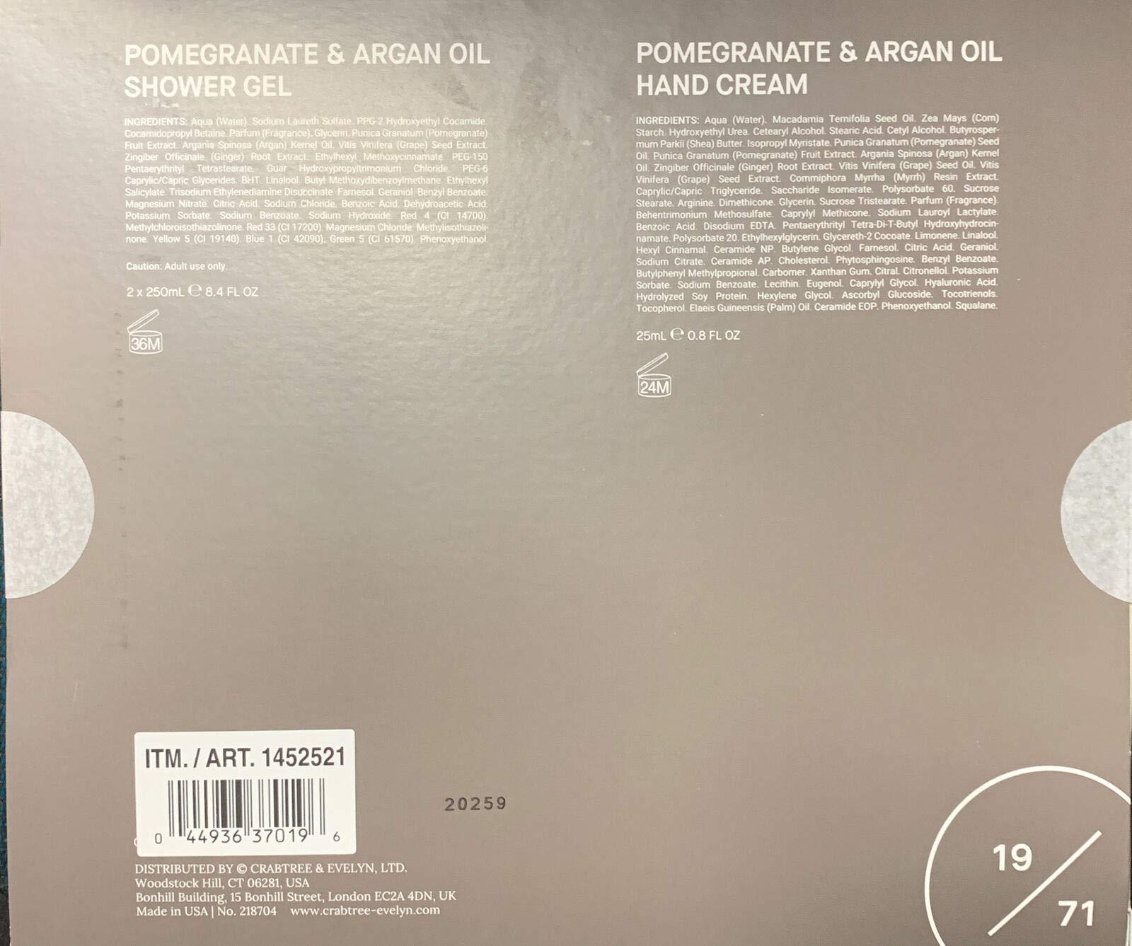 Crabtree Crabtree and Evelyn Cult Collection Pomegranate & Argan Oil Hand Cream 0.8 Oz & Shower Gel 8.4 Oz