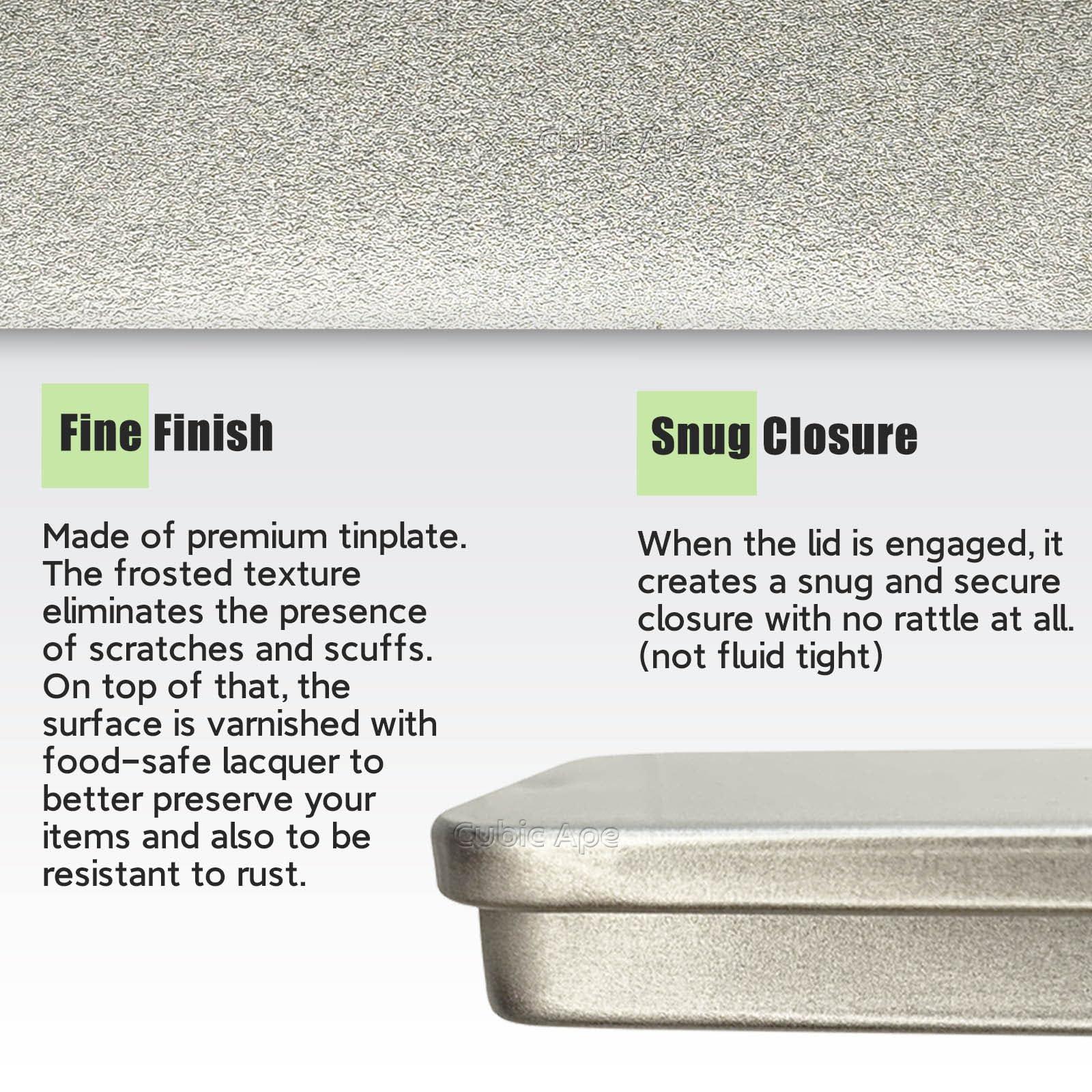 Cubic Ape Cubic Ape Slide Top Tin Containers for Lip Balm, Solid Perfume (8-Pack, w/Labels) - Empty Small Cosmetics Metal Boxes with Sliding Lids (Frosted Silver, 0.5 OZ)