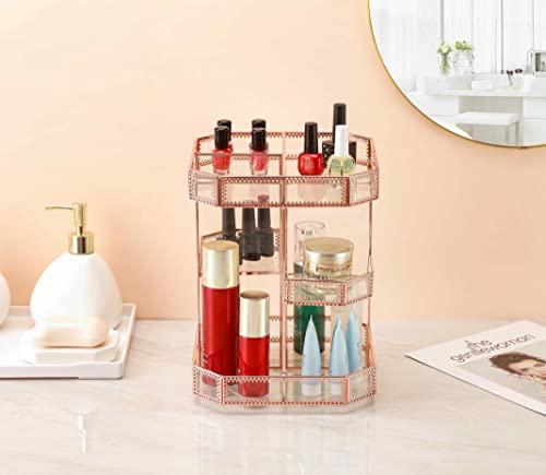 Miss Sweet Miss Sweet Makeup Organizer Cosmetic Storage Adjustable 360-Degree Rotating (Rose Gold)