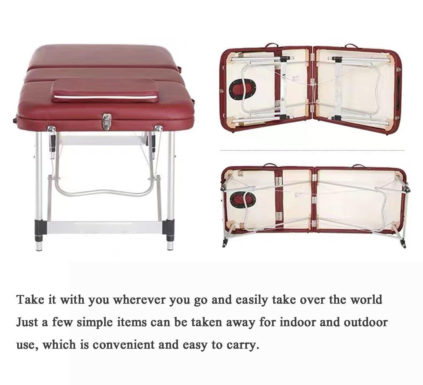 NinthAvenue Basics Professional Massage Table Portable Massage Bed Lash Spa Tattoo Bed Esthetician Adjustable 3-Fold Aluminum Legs Carrying Bag, W60cm