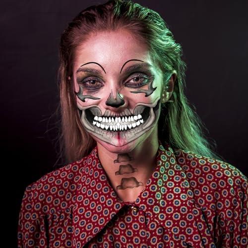 LEOARS Classic Skull Temporary Face Tattoo Halloween Costume for Men and Women
