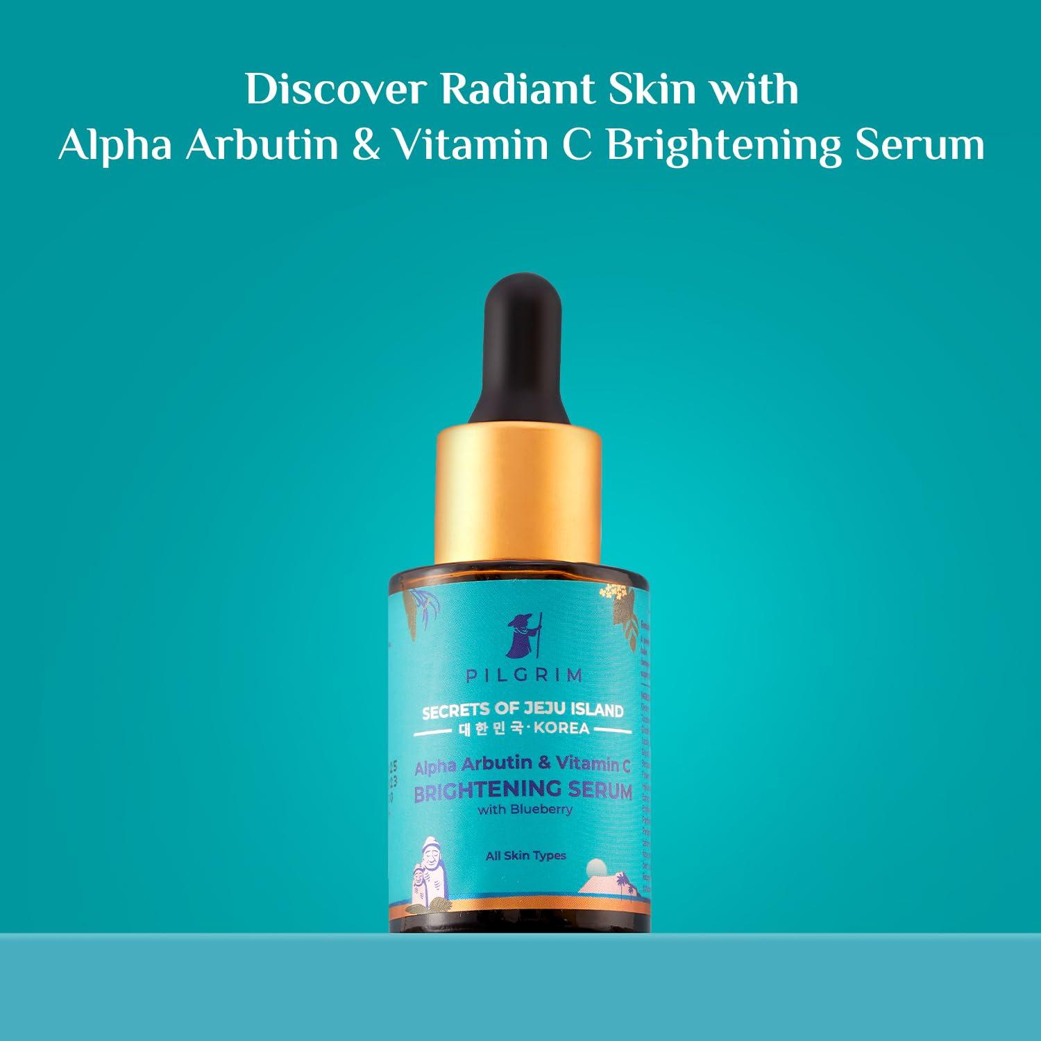 Pilgrim Pilgrim Korean Vitamin C Face Serum | with 2% Alpha Arbutin & Blueberry | Anti Aging Facial Serum | Reduce Dark Spots | Improves Skin Tone & Texture | 1.01 Fl Oz/30ml