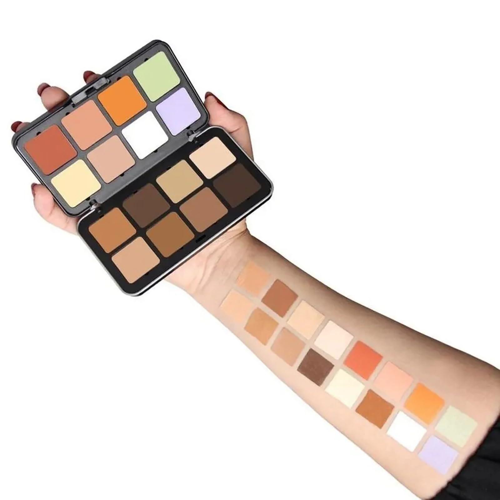 CHSEEO CHSEEO 16 Color Corrector Concealer Foundation Palette Cream Set, Orange Green Peach Color Correcting Camouflage Makeup Cream Contour Palette with 11Pcs Makeup Brush Kit for Dark Circles Dark Spots