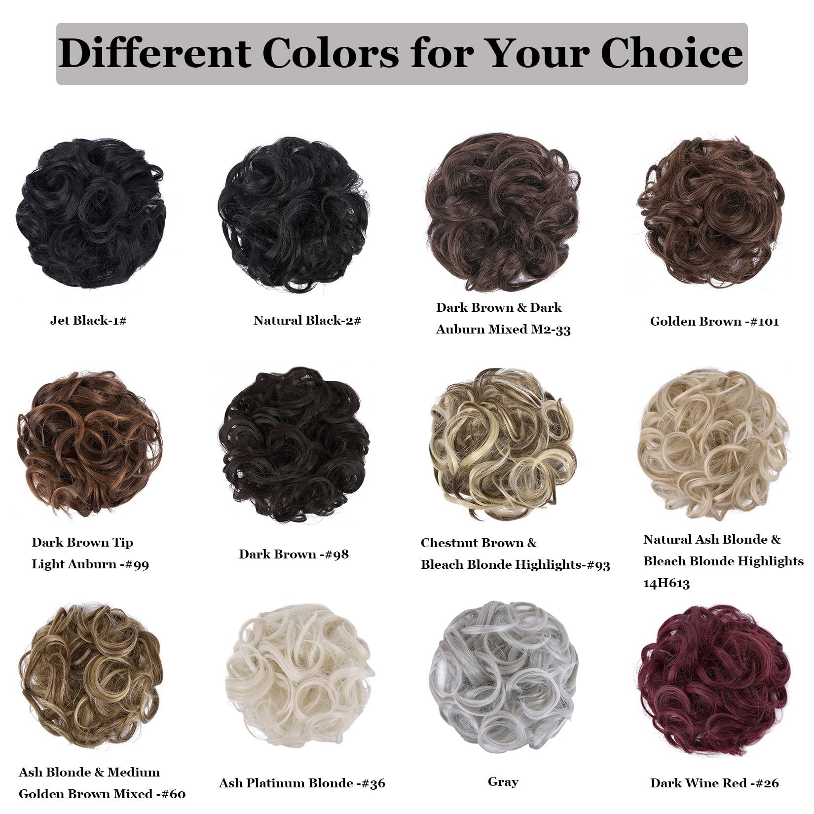 ELAINE ELAINE Hair Buns Hair Piece Messy Tousled Wavy Curly Scrunchies Wrap Ponytail Extensions With Elastic Rubber Band Synthetic Donut Updo Hairpieces for Women Girls (Dark Auburn -#39)