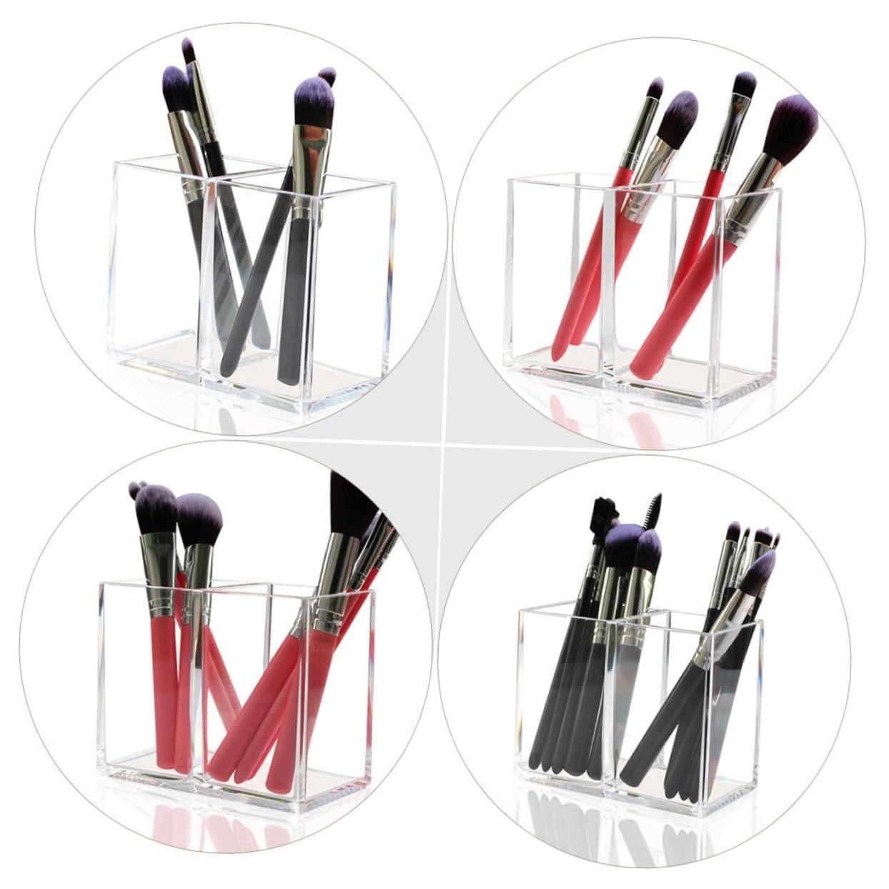 Angoily Angoily Elegant Acrylic Brush Holders Pen Organizers 2pcs Makeup Brush Storage Buckets for Women
