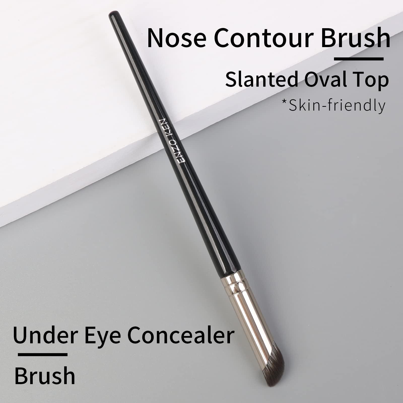 ENZO KEN ENZO KEN Small Nose Contour Brush, Angled Concealer Brush Under Eye, Concealer Brush, Angle Concealer Brush, Small Concealer Brushes, Contour Nose Brush, Concealer Angled Brush - Black, 8M01