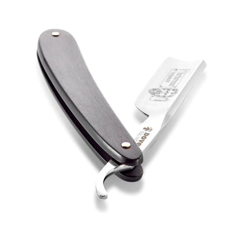 DOVO DOVO Barbarossa Moustache 46581 German Straight Razor | Carbon Steel | 5/8 Size | Full Hollow Ground | Round Point | Shortened Cutting Length | Ebony Wood Handle |, 1 ct.