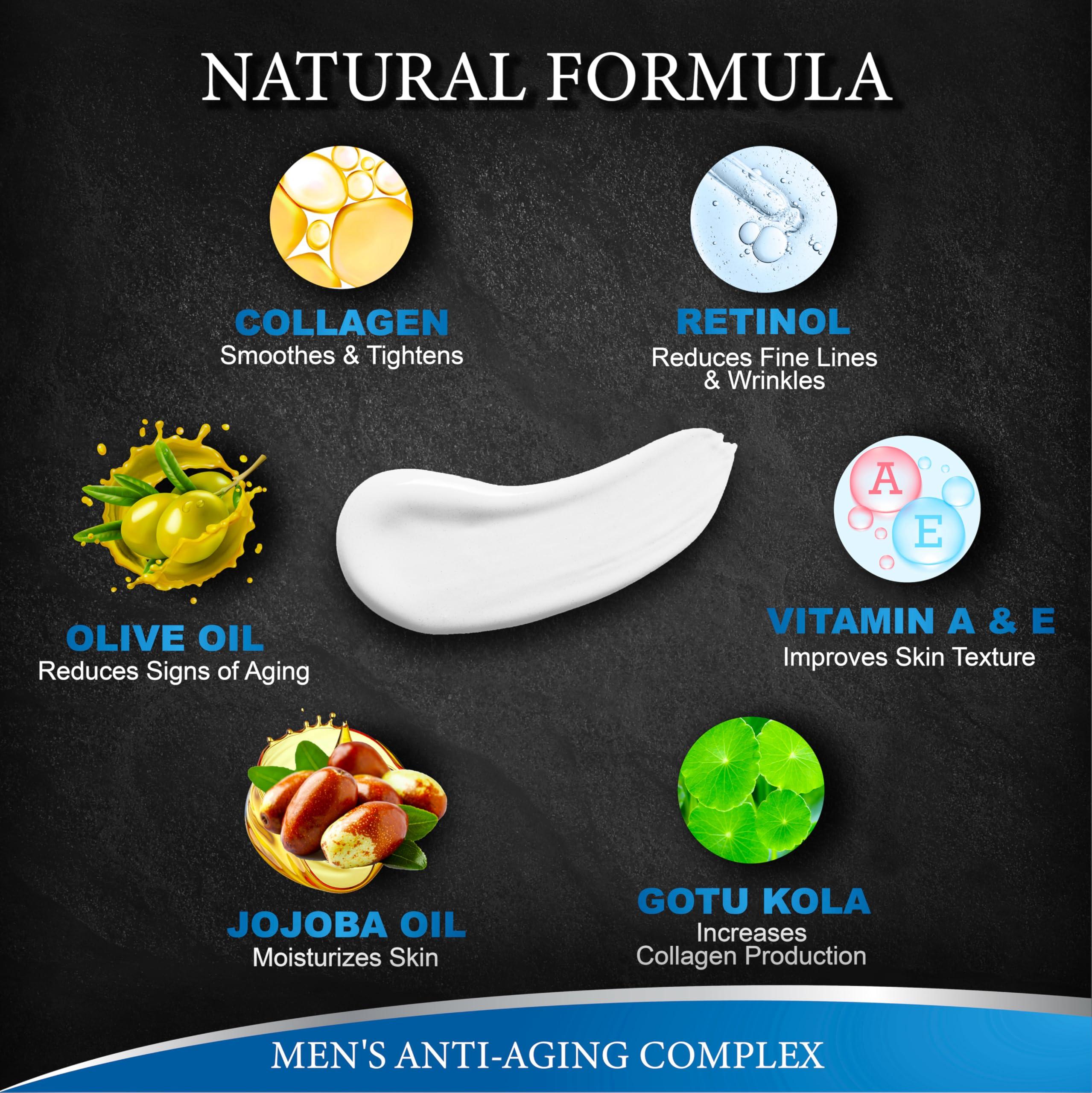 Menvils (2 Pack) Mens Face Moisturizer Cream - Anti Aging & Wrinkle for Men with Collagen, Retinol, Vitamins E, Jojoba Oil - Face Lotion - Age Facial Skin Care - Eye Wrinkle - 8 oz Total