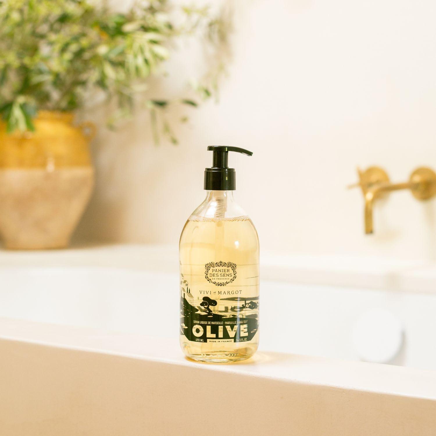 Panier des Sens Panier des Sens - Liquid Hand Soap Limited Edition - Hand Wash with Olive Oil - French Marseille Moisturizing Hand Soap - Refillable Kitchen & Bathroom Hand Soap - 98% Natural - Glass Bottle 16.6 Floz