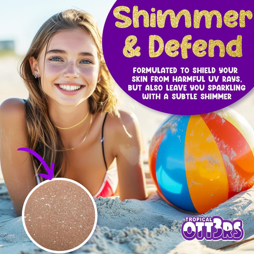 TROPICAL OTT3RS Glitter Sunscreen SPF 50 Lotion 4.5oz - Sparkle Sunscreen - Shimmer Sunscreen - Colored Sunscreen for Kids & Women - UVA/UVB Sunshine Protection + 80 Min Water Resistant - (Scented) (USA Made)