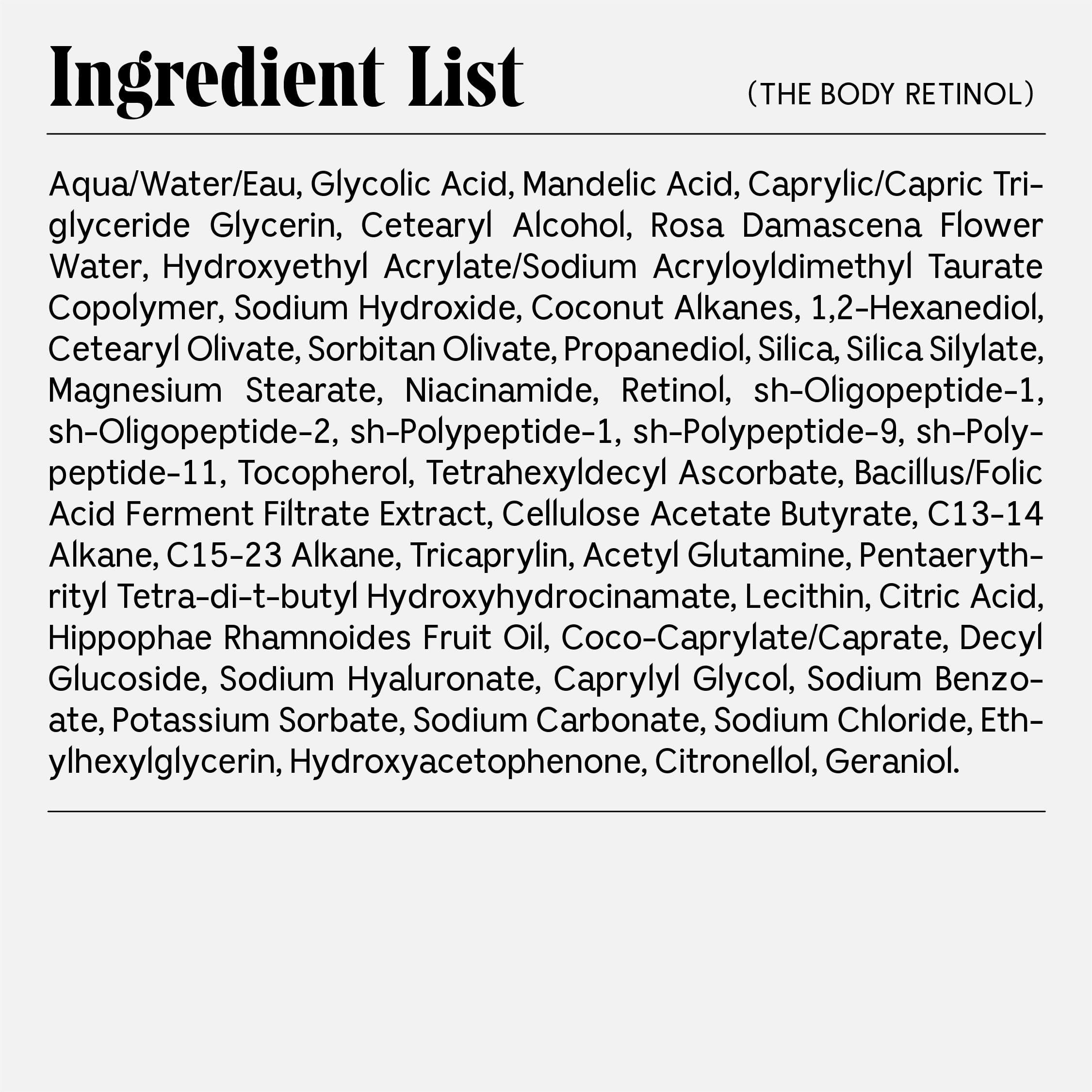 Ncessaire Ncessaire - The Body Retinol. Retinol Repair Serum + Retinol Body Lotion In One. Crepey Skin Treatment. Wrinkle + Line Prevention. 0.1% Pure Retinol + 10% AHA. 5.1 oz