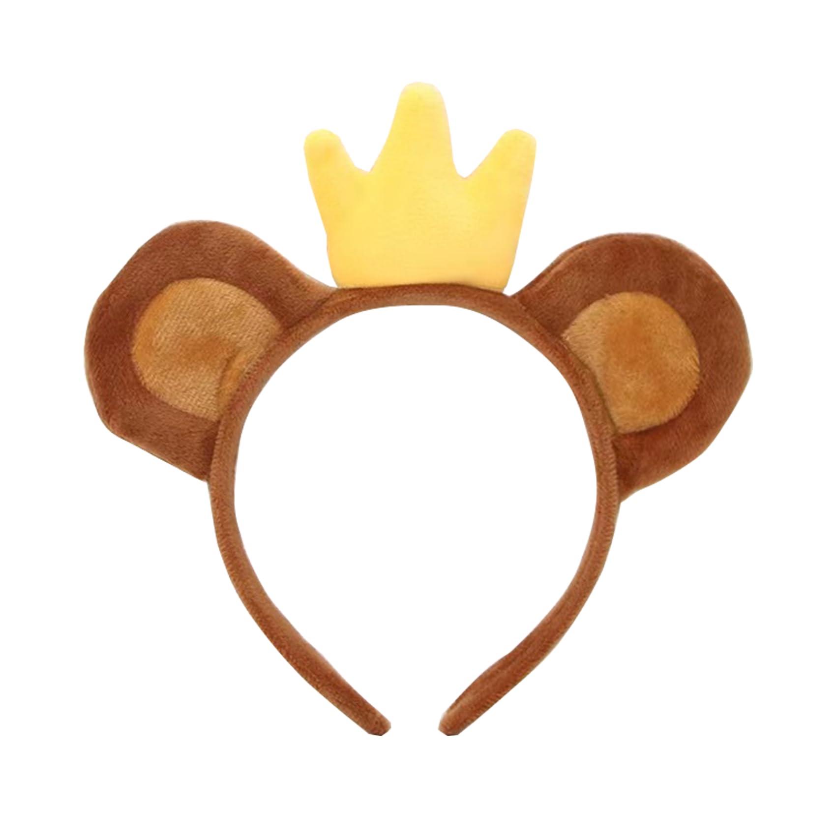 Ylimaf 3 Pack Monkey Headband with Banana Crown, Animal Ears Hairband for Costume Accessories