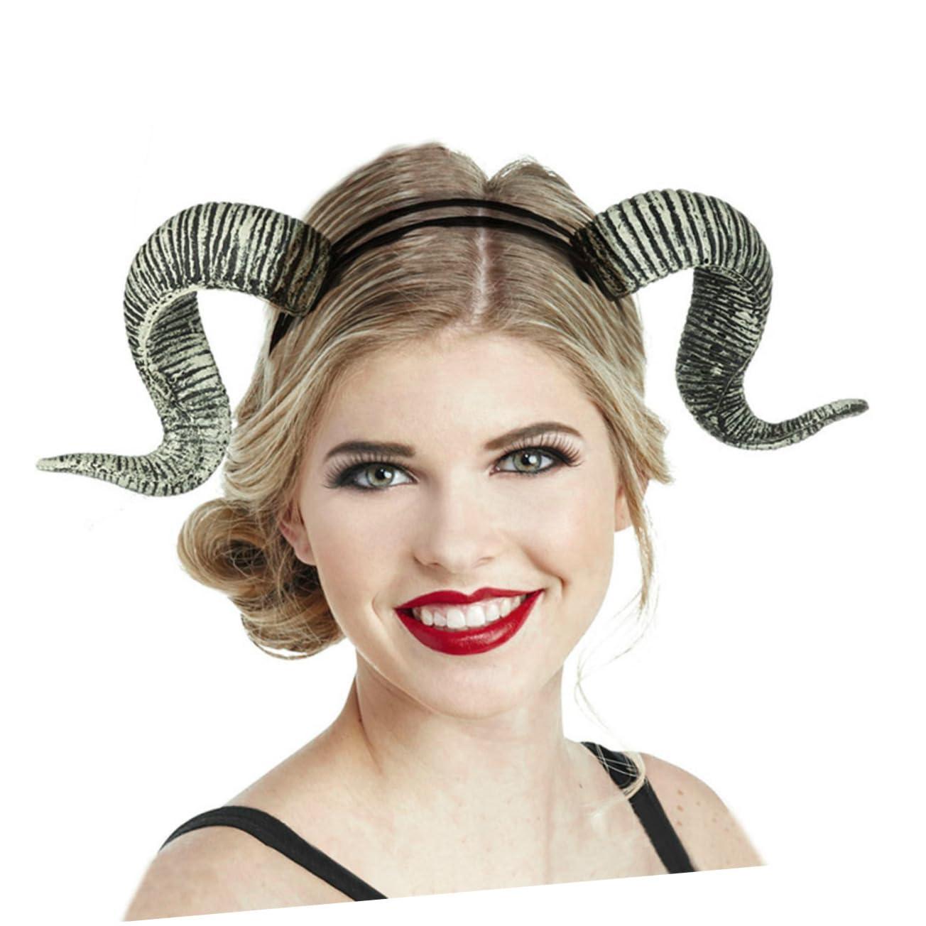 minkissy minkissy Costume Ram Horns Headband Lightweight and Unisex for Halloween Birthday and Daily Fashion