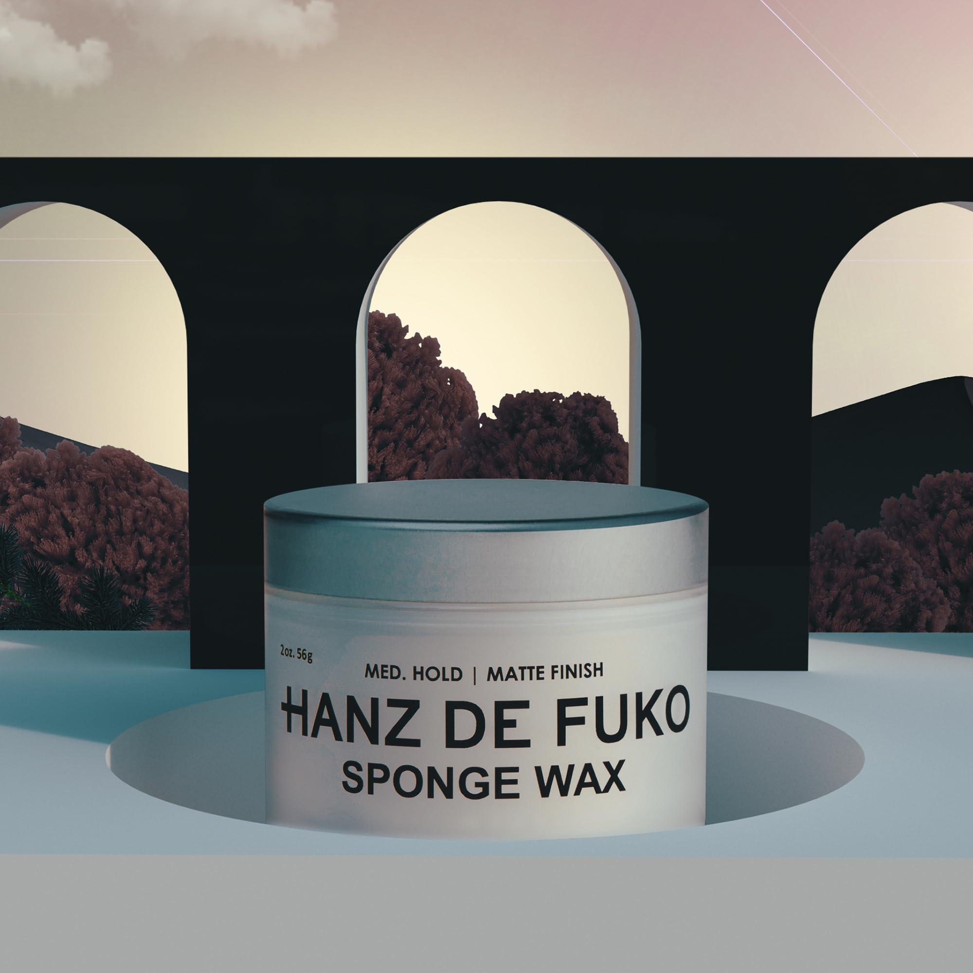 Hanz de Fuko Hanz de Fuko Sponge-Wax  Premium Mens Hair Styling Wax with Medium Hold & Semi-Matte Finish  2oz