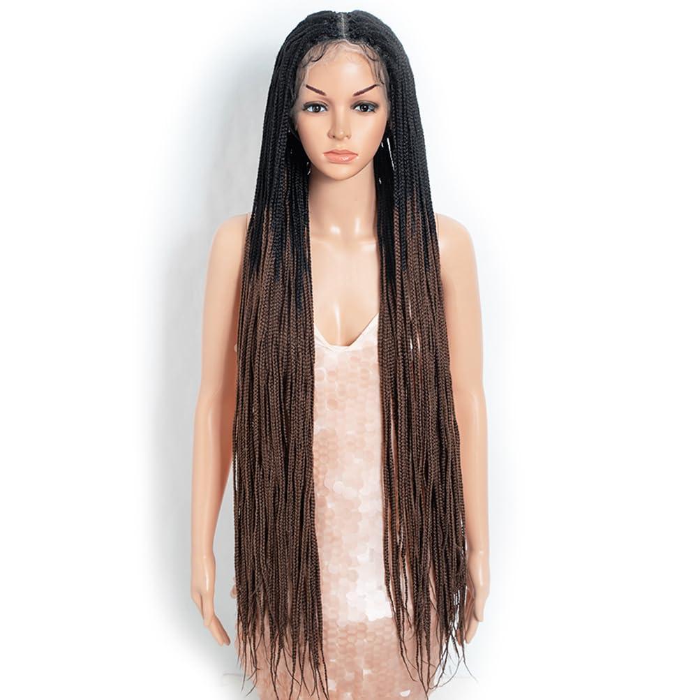Style Icon Style Icon 42 Inches 360-Full Lace Micro Box Braids Wig Ombre Blonde Super Long Braided Wig Top Faux Locs Synthetic Wigs