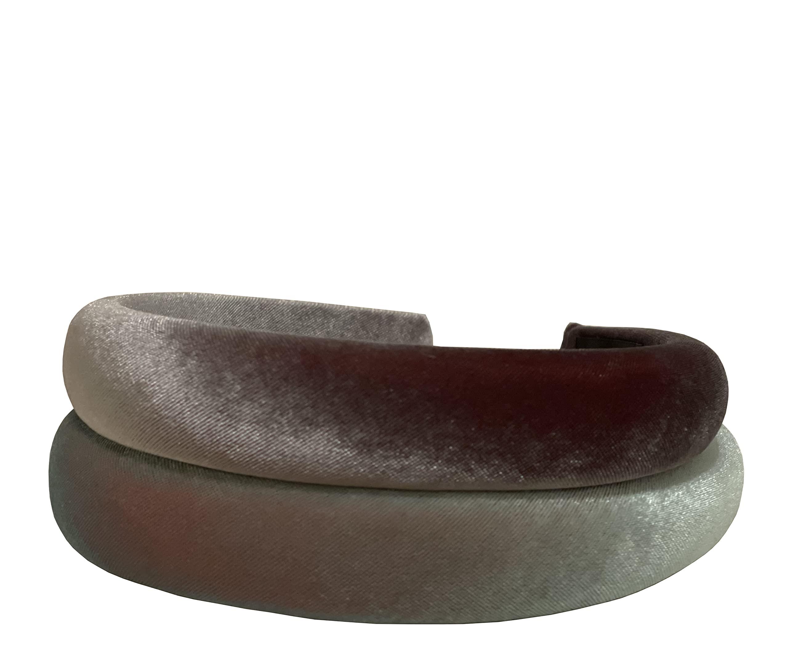 Generic Two-tone Velvet Padded Headband 1 1/2\" Dreamlike (peach turquoise)