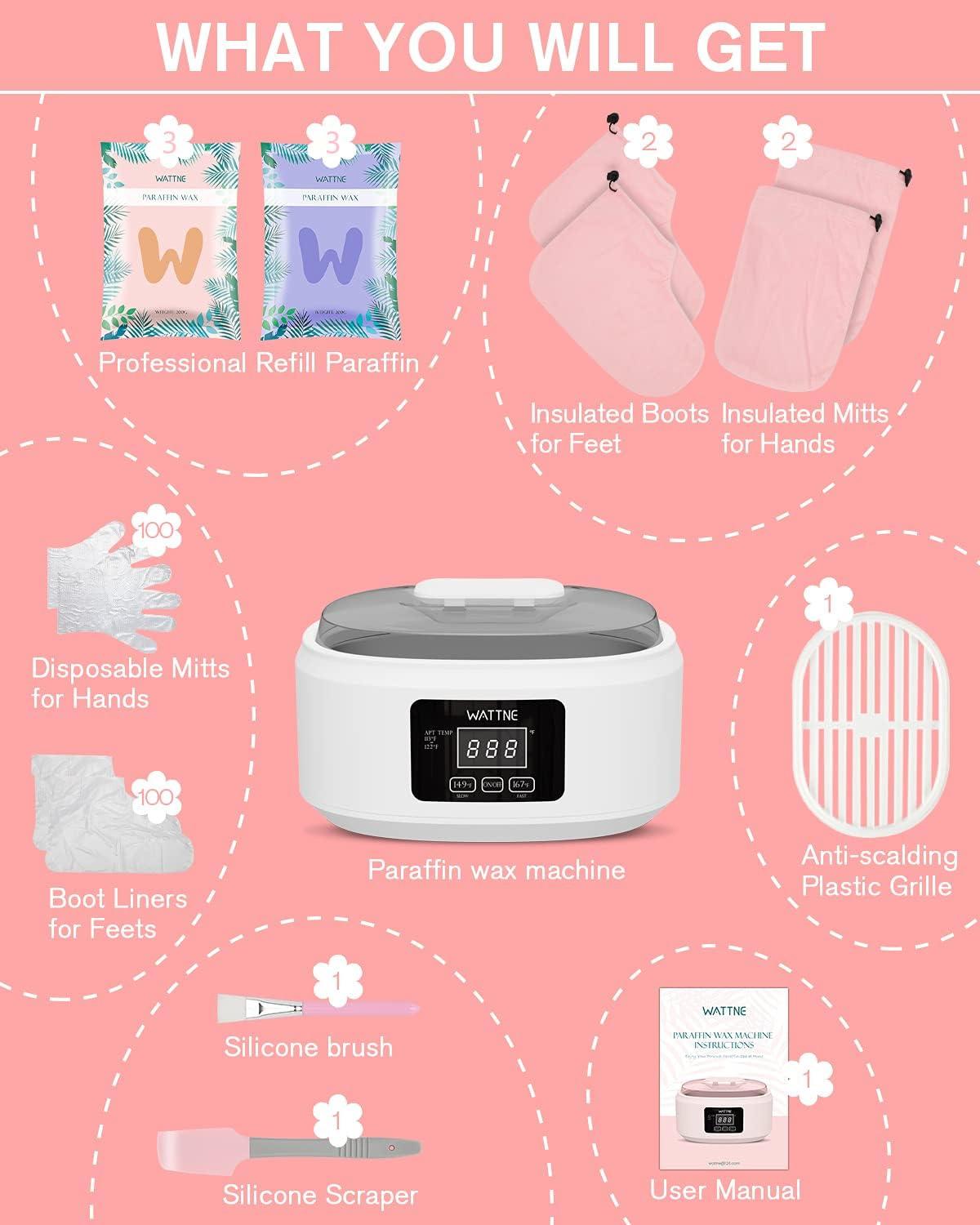 Wattne Paraffin Wax Machine for Hand and Feet -Paraffin Wax Warmer Moisturizing Kit Auto-time and Keep Warm Paraffin Hand Wax Machine for Arthritis (White)