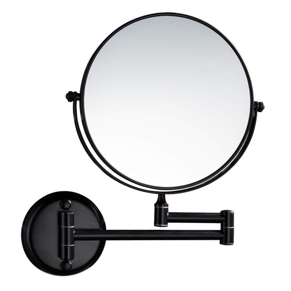 inBEKEA inBEKEA Wall-Mounted Shaving Mirror Black 10X Magnification + Normal 8-Inch Double-Sided Round Bathroom Vanity Mirror Swivel, Extendable