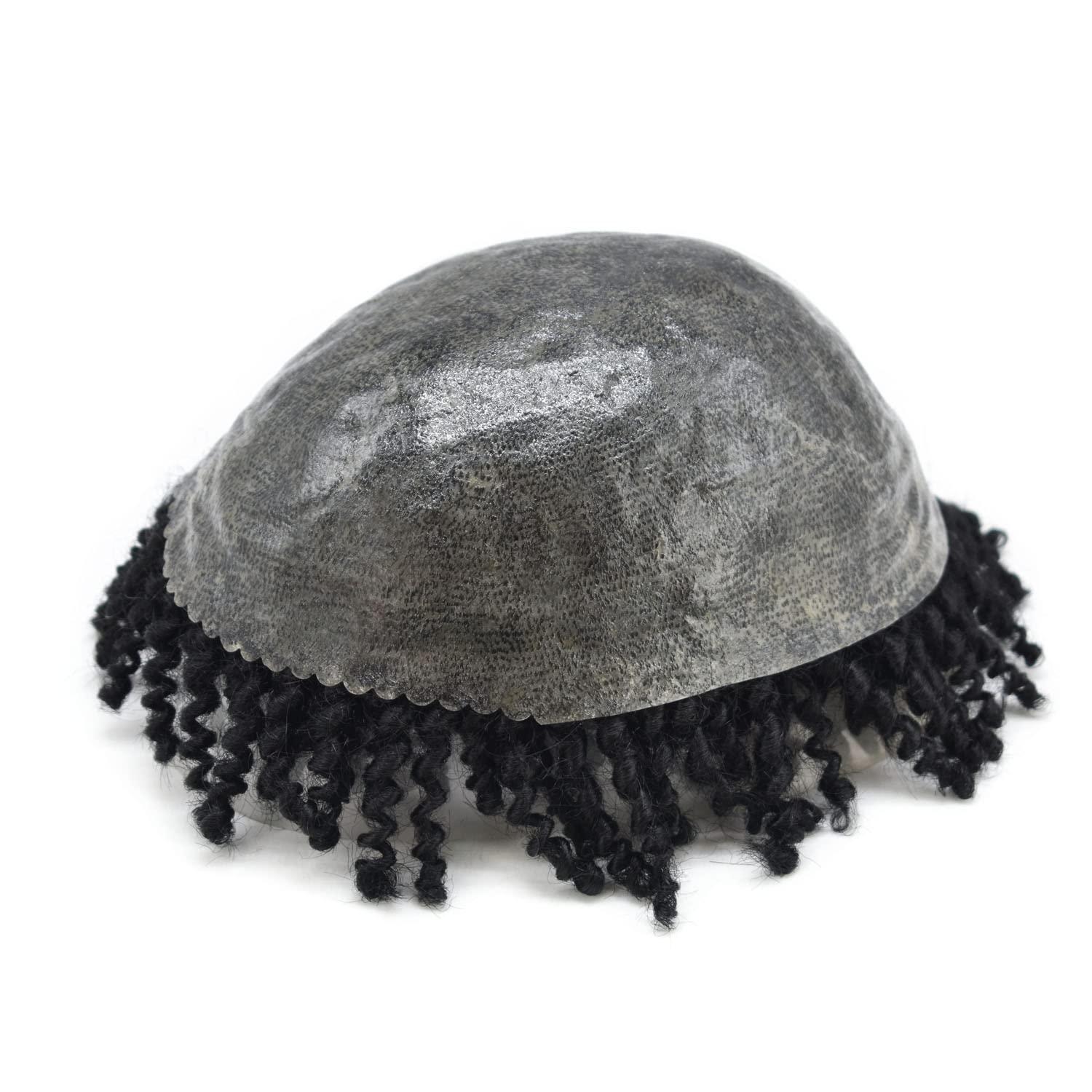 Hair Wonders Afro Braids Toupee For Black Men Dreadlock Human Hair Toupee Black Men Crochet Braids African American Human Hair Units Afro Men Hair Locs Braided For Black Men 8X10, 1 Jet Black