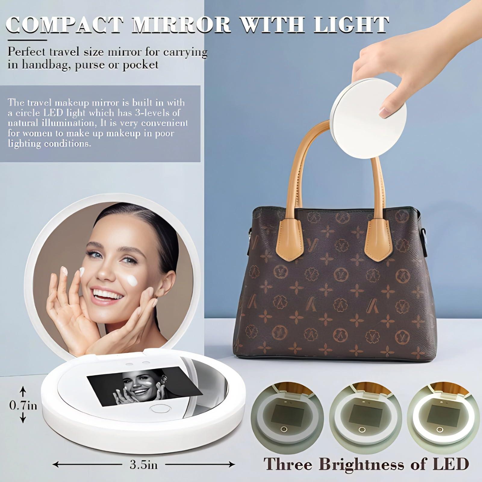 BONKZEBU UV Mirror,Intelligent Touch Control Brightness Adjustment Sunscreen UV Mirror,UV Camera Lens Sunscreen Testing Mirror,for Makeup Removal