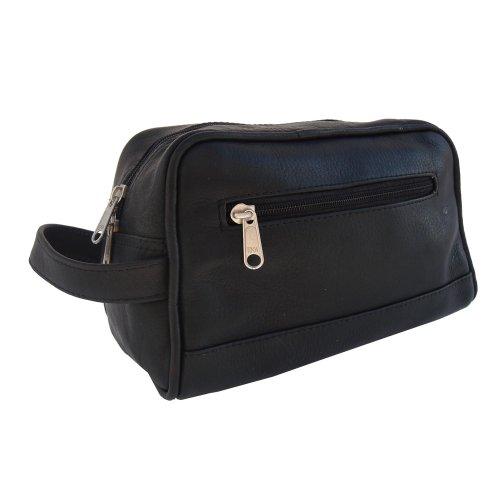 Piel Leather Piel Leather Top Zip Toiletry Kit, Black, One Size