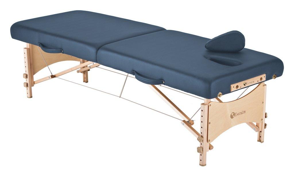 Earthlite EARTHLITE MediSport Portable Massage Table Package - Heavy Duty, Low Height Range, Ideal for Osteopaths, Chiropractors & Physical Therapists incl. Face Hole, Filler and Carry Case, Agate Blue