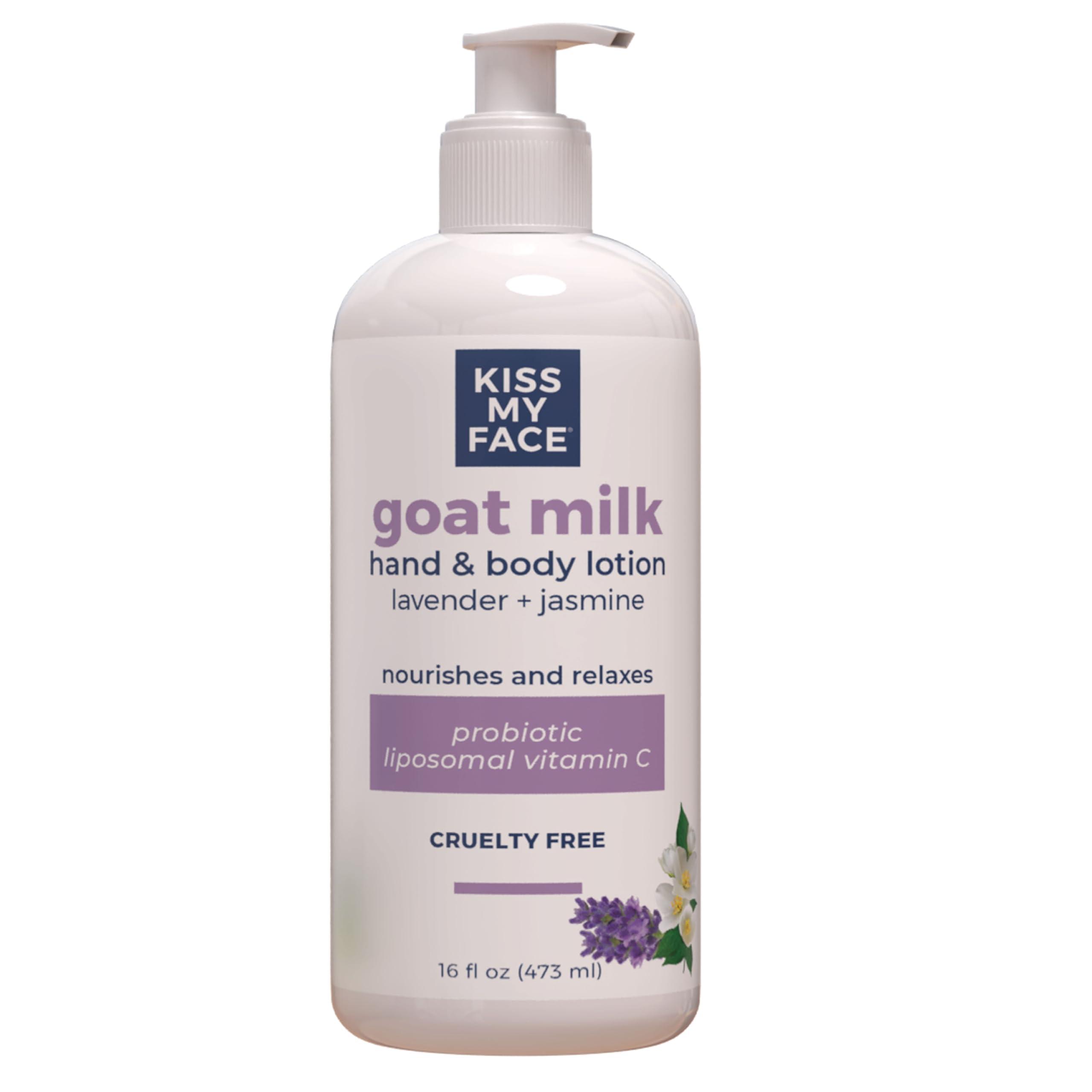 Kiss My Face Kiss My Face Goat Milk Hand & Body Lotion - Lavender & Jasmine Lotion with Goat Milk - 16 Ounce Bottle with Pump (Lavender & Jasmine, Pack of 1)