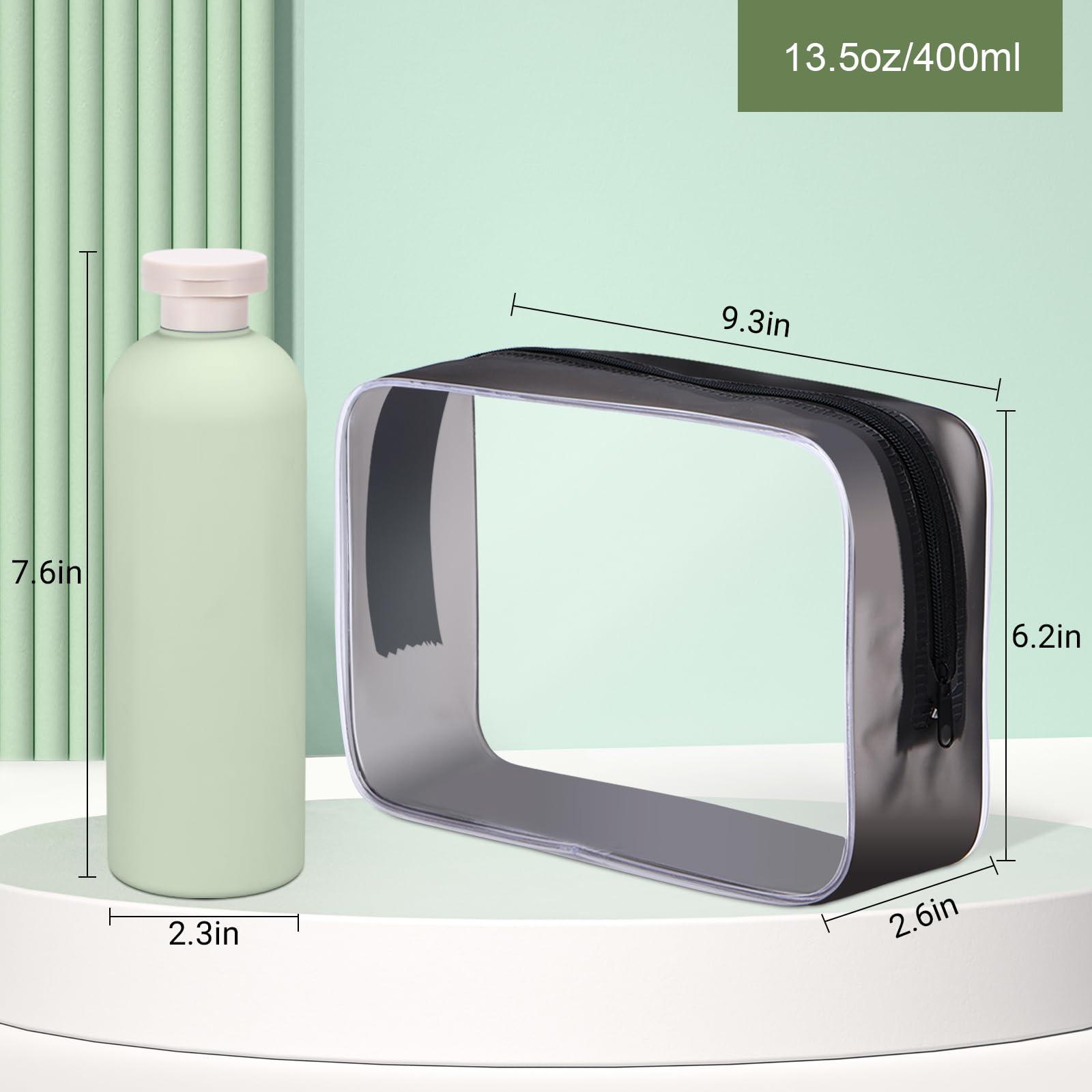 ASEVAT ASEVAT 13.5 oz Large Travel Shampoo and Conditioner Bottles, Green Squeeze Bottles for Shampoo, Travel Containers for Toiletries Leak Proof for Lotion, Cream and Liquids (4Pcs)