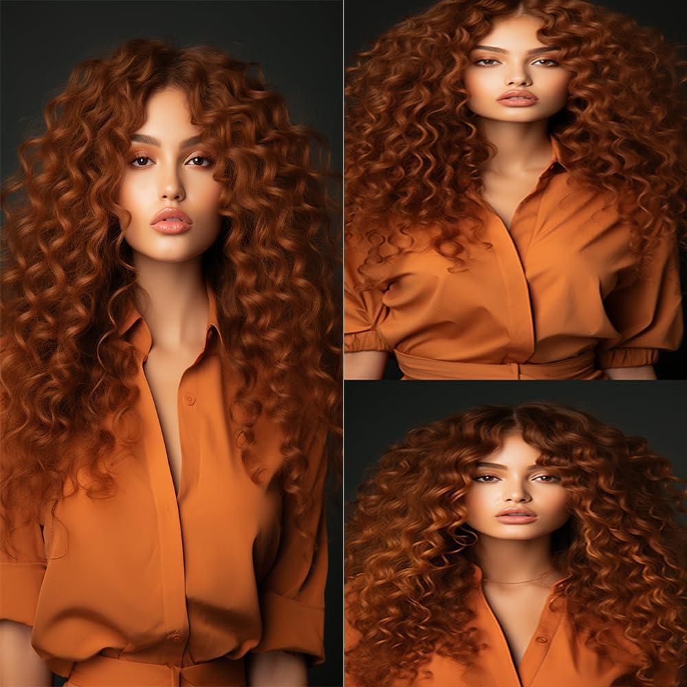 Yuksoocosh Color #30 Bundles Human Hair Brown Kinky Curly Bundles Light Brown Curly Hair Bundles 16 18 20 inch Double Weft Brazilian Remy Hair Extensions Wet and Wavy Bundles Silky Soft for Black Women
