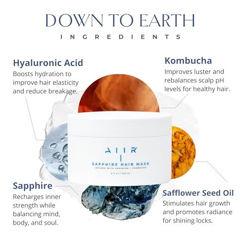AIIR AIIR Sapphire Shampoo, Conditioner & Mask Bundle, Color Treated & Damaged Hair, Strengthen & Repair with Coconut Oil, Sulfate Free, Crystal Infused for Stronger, Healthier and Shinier Hair