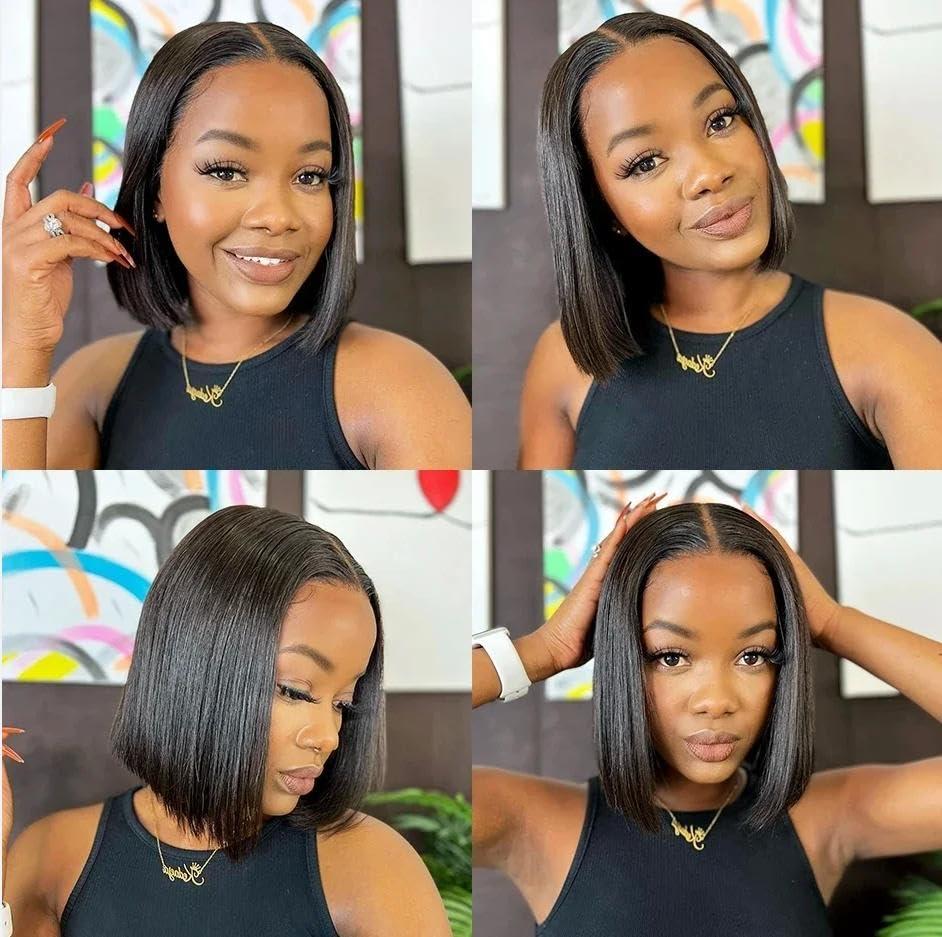 Ali Pearl Alipearl Ready To Go Glueless Bob Wig Human Hair 5x7 Lace Front Wig Pre Plucked Pre Cut Pre Bleached Knots 14 Inch 180 Density Wig For Women