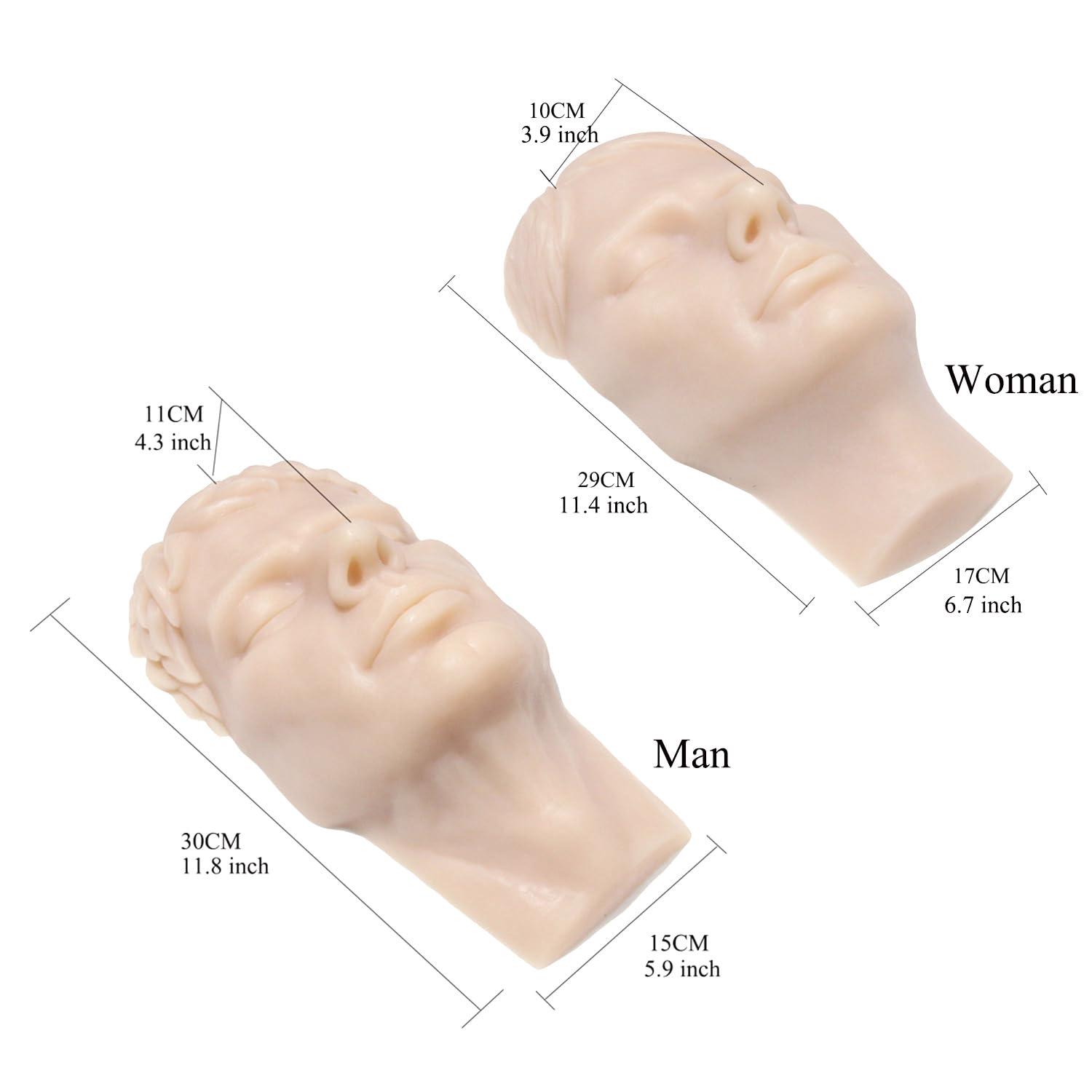 JUYO VONSAN JUYO VONSAN Injection Training Mannequin Face Silicone Head Facial Injection Face Nose ModelNot TPE for Piercing Tattoo Practice Medical Student (Man Head)