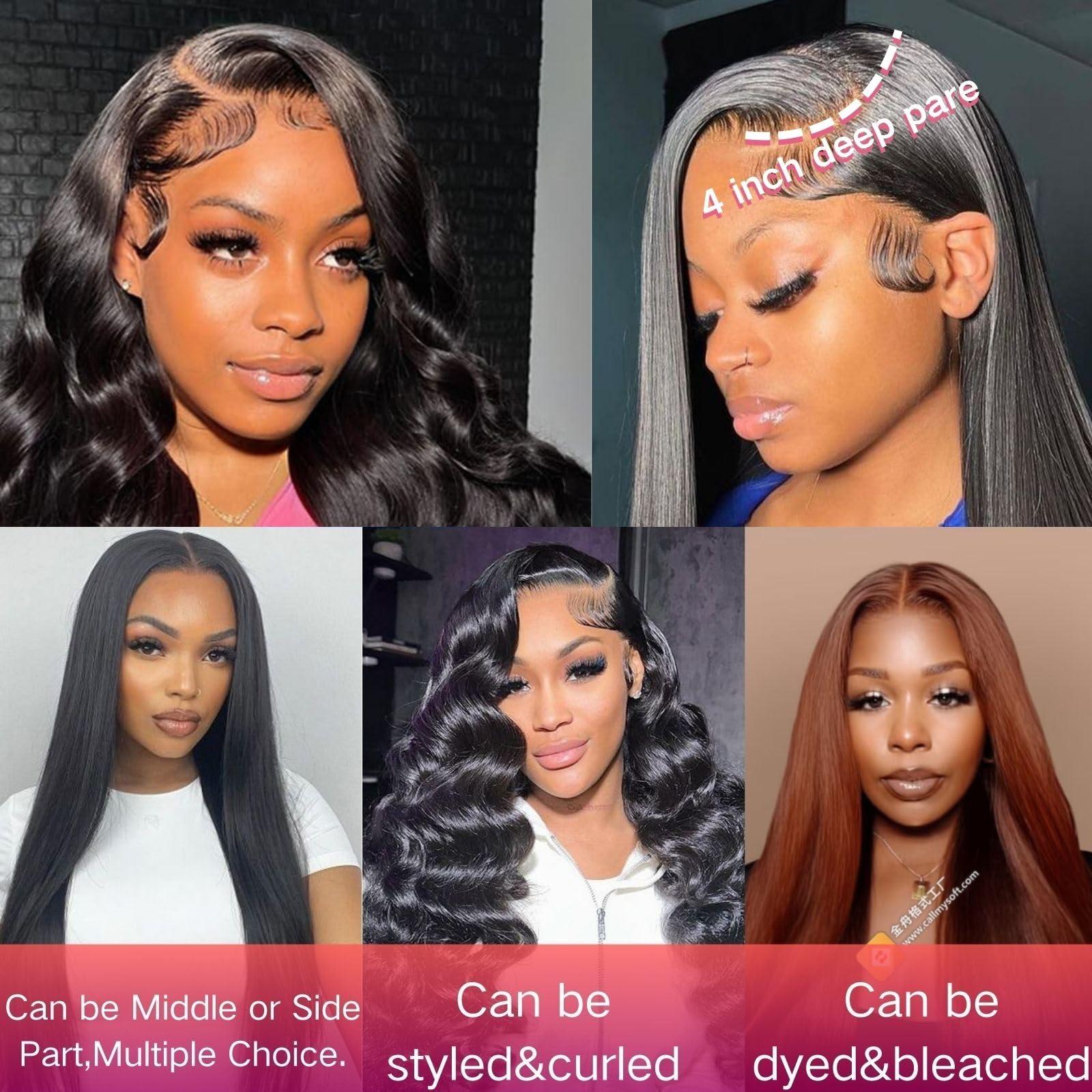 Little fairy 4x4 SKINLIKE Real HD Lace Closure Human Hair Straight Lace Frontal Closure Invisible Pre Plucked Human Hair Closure, Frontal Hd Lace 4x4 Closure Sew in Hair With Closure Natural Black 20 Inch