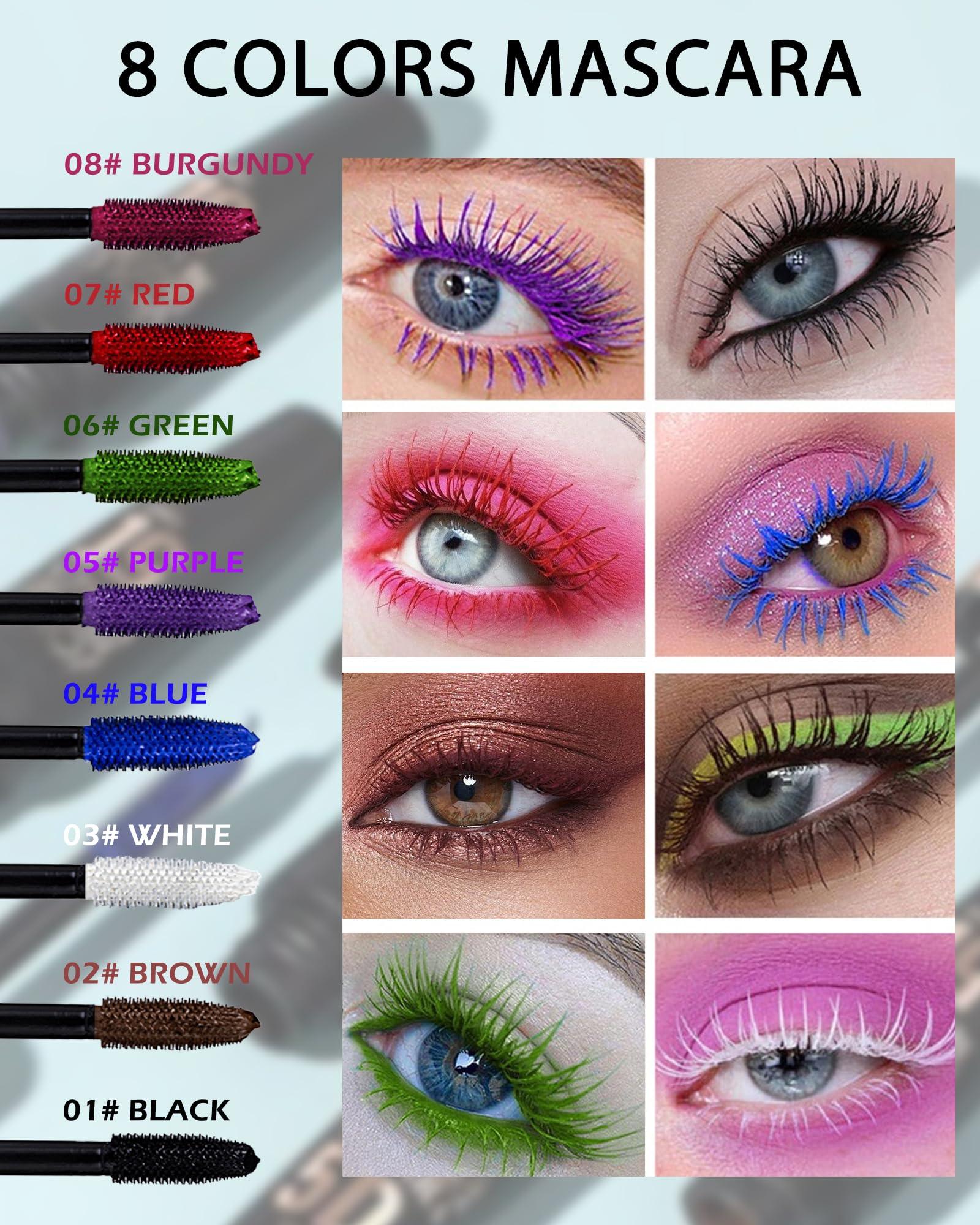 Lestpola Burgundy Mascara Waterproof Tubing Mascara, Volume and Length Voluminous Colored Mascara for Eyelashes, Long Lasting Smudge-proof Lengthening 5D Lash Mascara with Silk Fiber, No Flaking or Clumping