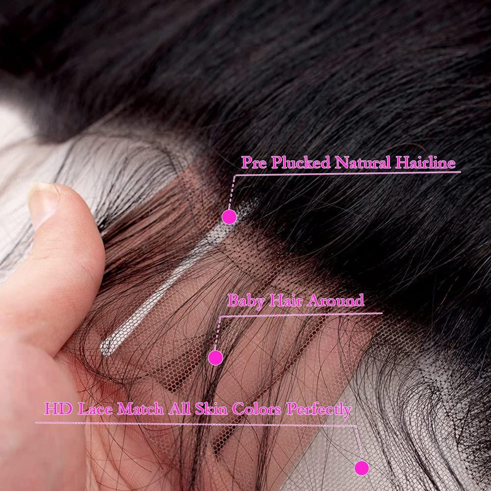 FASHOW Body Wave Bundles with Frontal 18 20 22+16 Inch 100% Brazilian Virgin Human Hair Bundles with Frontal Closure 12A Unprocessed Body Wave Weave 3 Bundles Human Hair with Frontal 13x4 HD Lace