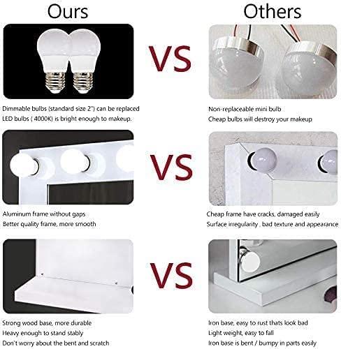 Chende Chende Hollywood Vanity Mirror with Dimmable Lights, Large Lighted Makeup Mirror with Outlet for Bedroom