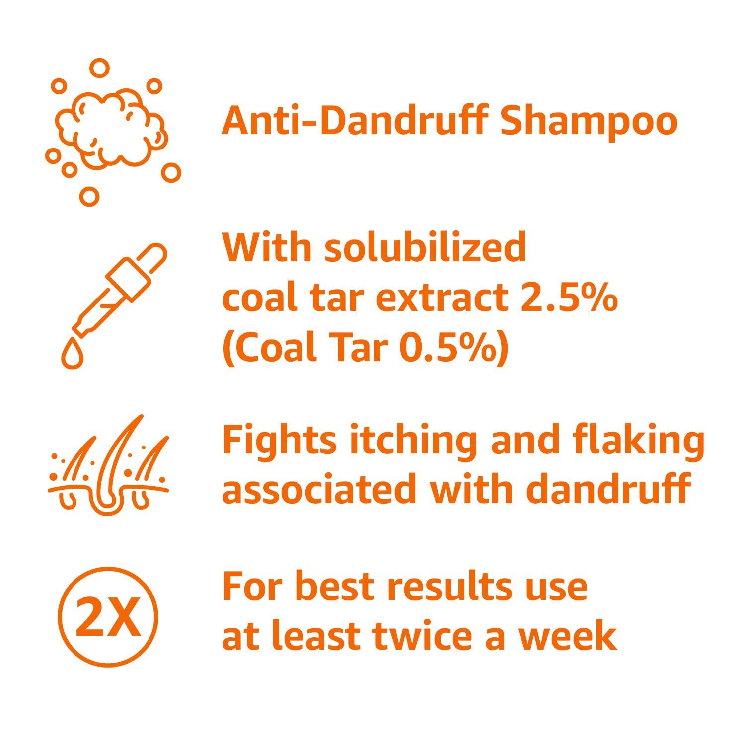 Amazon Basics Amazon Basics Therapeutic Plus Tar Gel Anti-Dandruff Shampoo 0.5% Coal Tar, 16 Fl Oz, Pack of 1