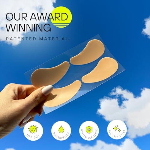 SUN PATCH PEEL AND STICK SUNBLOCK Sun Patch, Reusable Under Eye Sunblock Patches, 100% Silicone Sunscreen Under Eye Patches for UV Protection, Face Stickers with UPF 50, 1 Pack/4 Pairs, Sunkiss (Nude) (Golf, Surf, Swim, Ski & Snow)