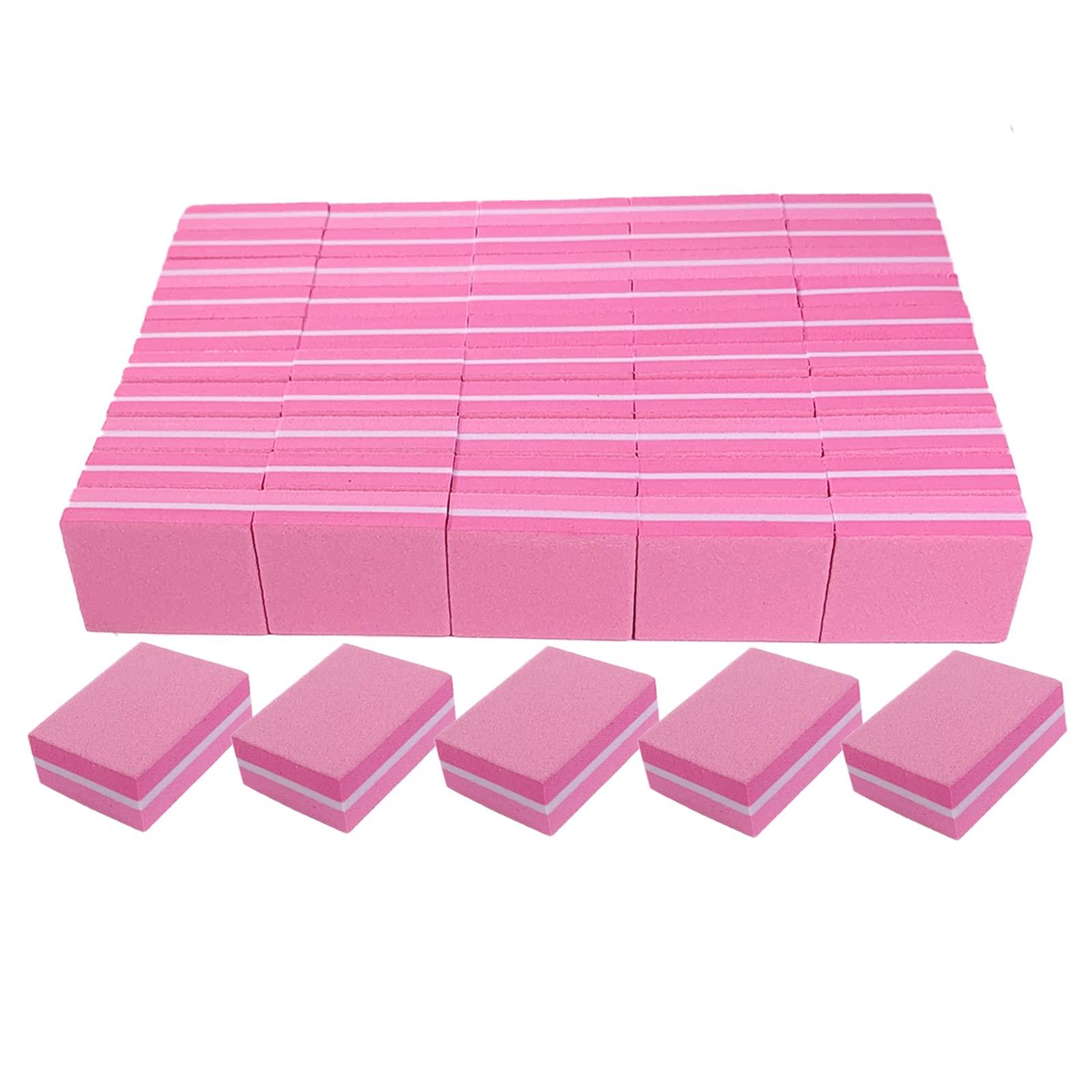 AhaTopia Nail Buffers (50 Pack), Mini Buffer Block Nail File for Acrylic Nails and Natural Nails, 100/180 Grit Nail Buffer Block Bulk Buffing Blocks for Nail Buff Professional Manicure File Blocks Set Pink