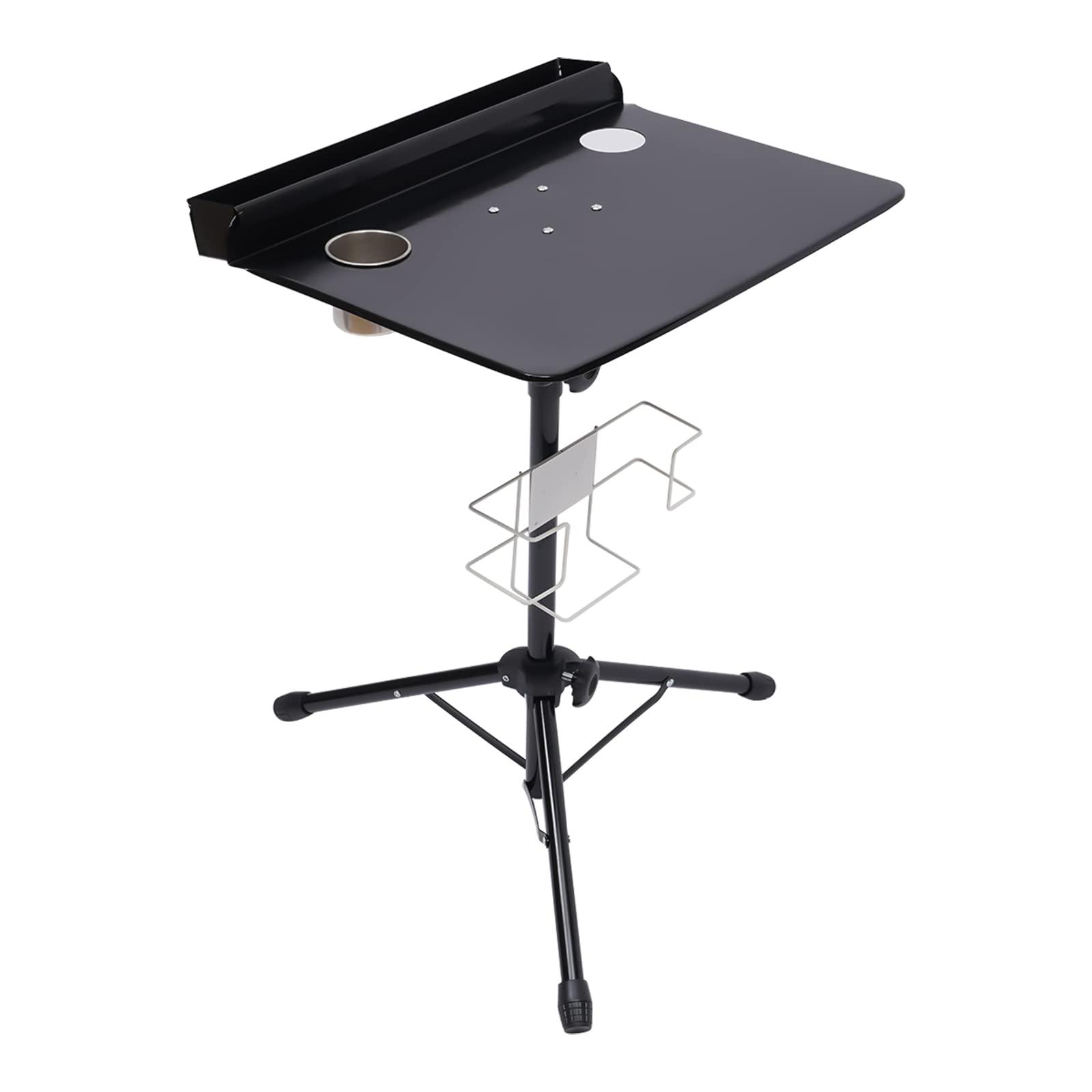 LiFuJunDong Adjustable Tattoo Work Station Arm Rest Stand Iron Tattoo Display Stand Workstation Fixed Desktop With Removable Back Tray For Salon, Studio, Shop, Beauty Salon, 61-107cm Black