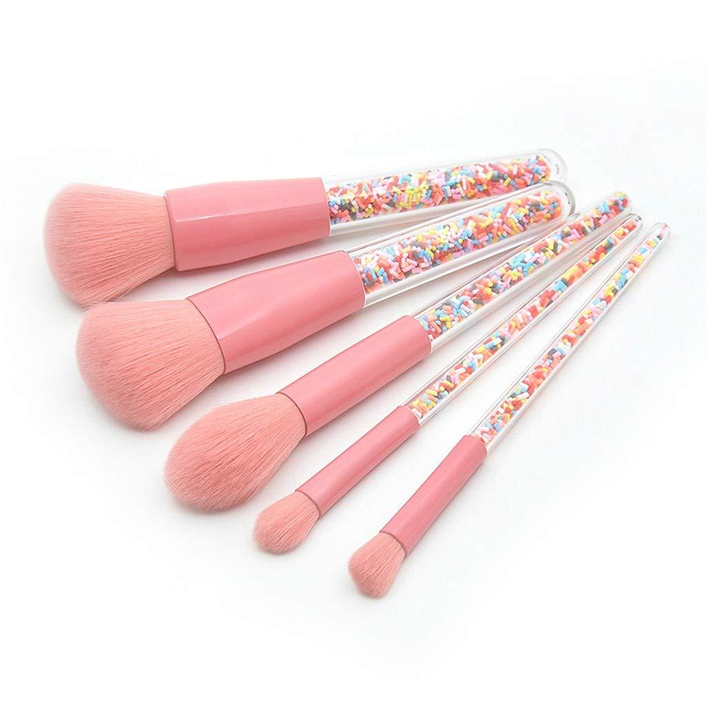 Skipdr 5 Pcs makeup brushes makeup brush set candy makeup brushes colorful transparent brush handle granular plastic
